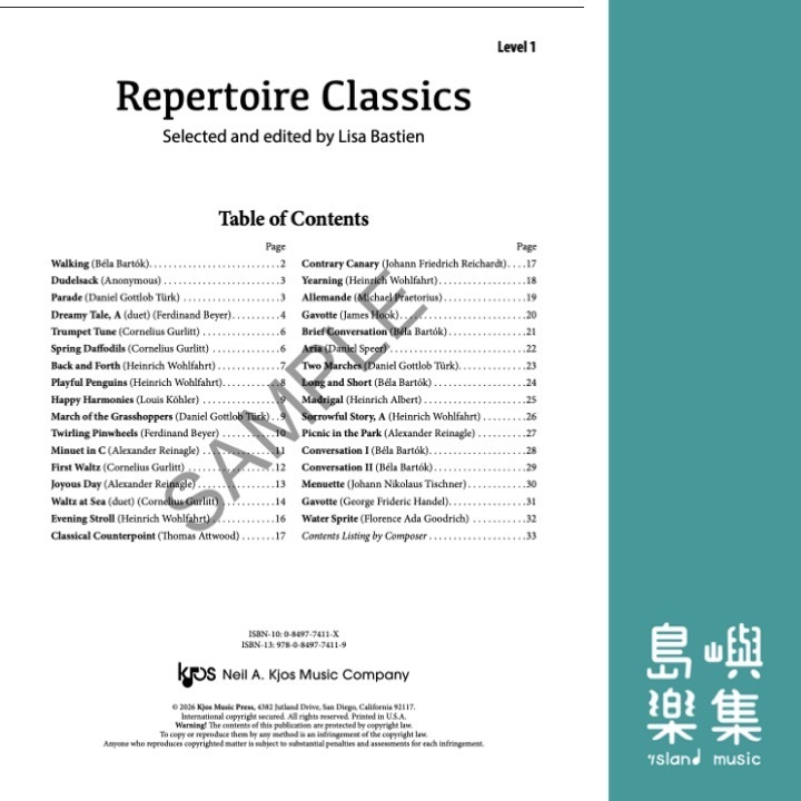 Bastien Essentials: Repertoire Classics, Level 1