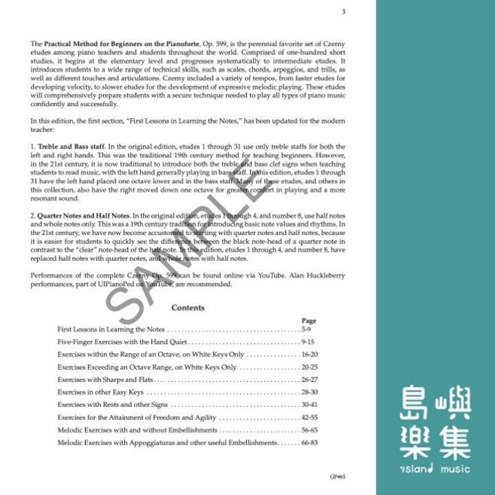 Czerny, Practical Method For Beginners Opus 599