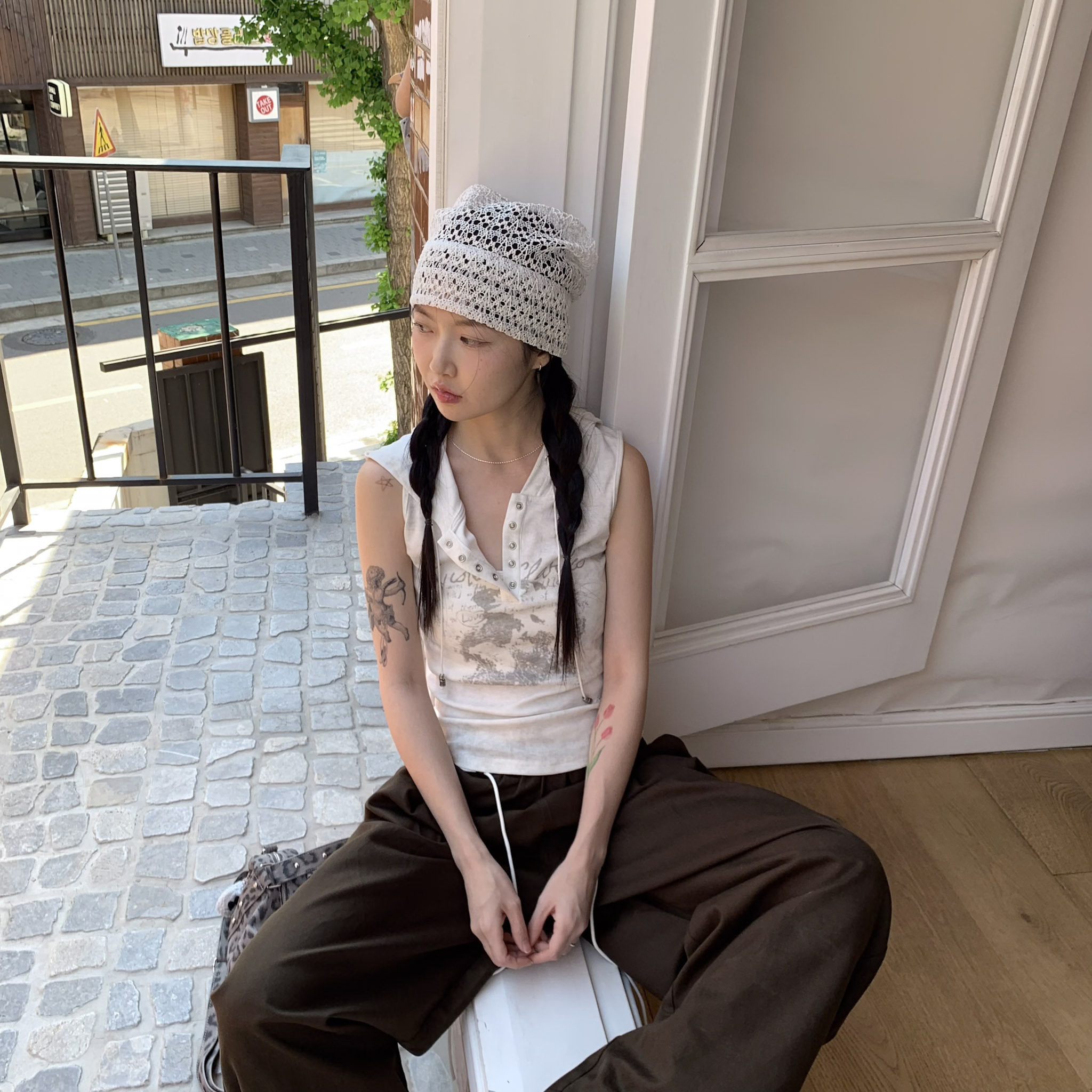 ISA_街頭感韓女 末日廢土風連帽無袖上衣_62003