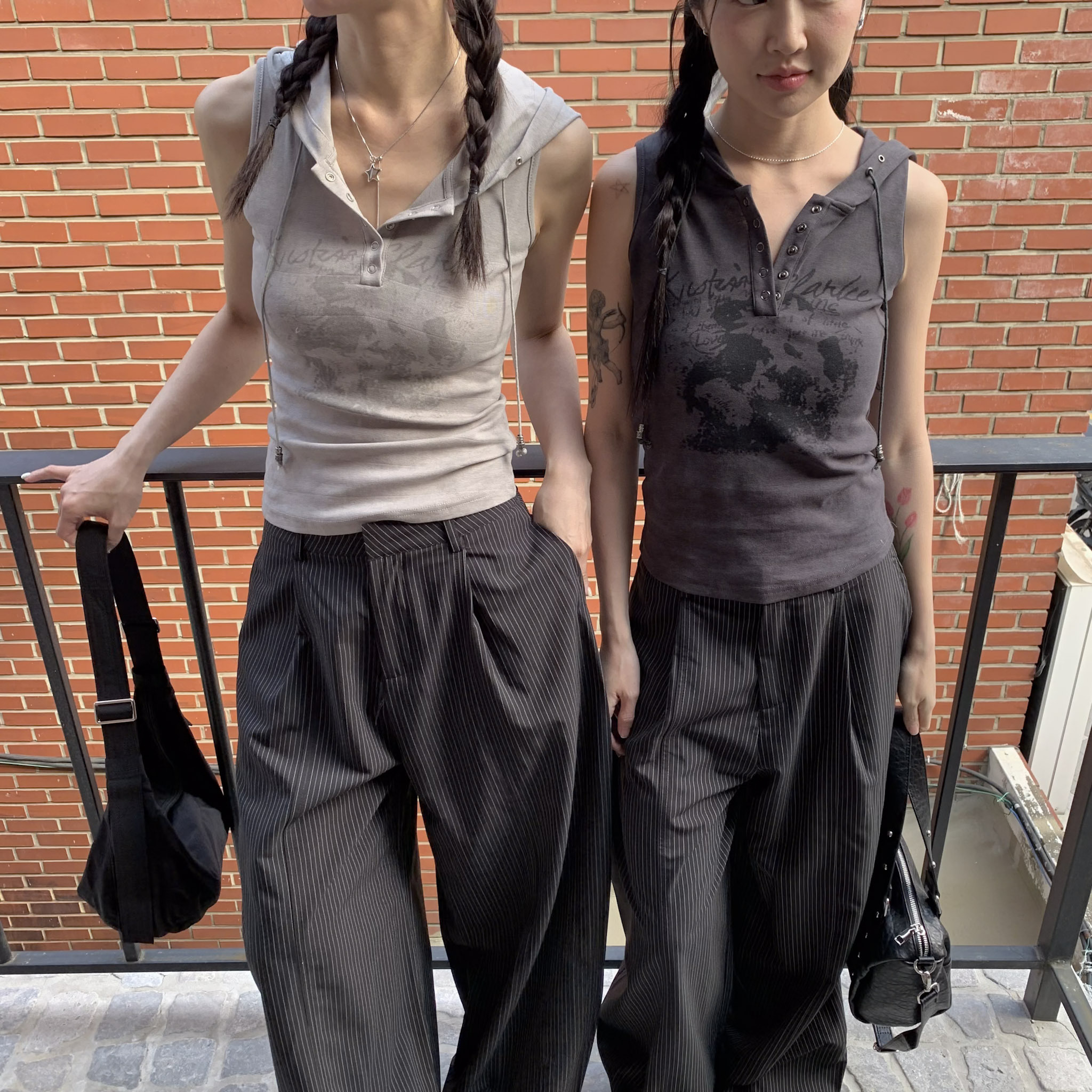 ISA_街頭感韓女 末日廢土風連帽無袖上衣_62003