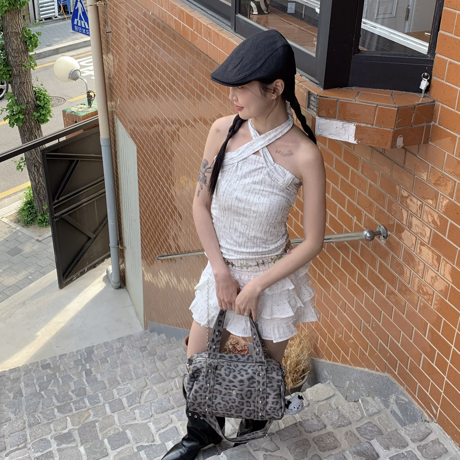 ISA_暈染至上 多造型綁帶直條紋平口上衣_63105