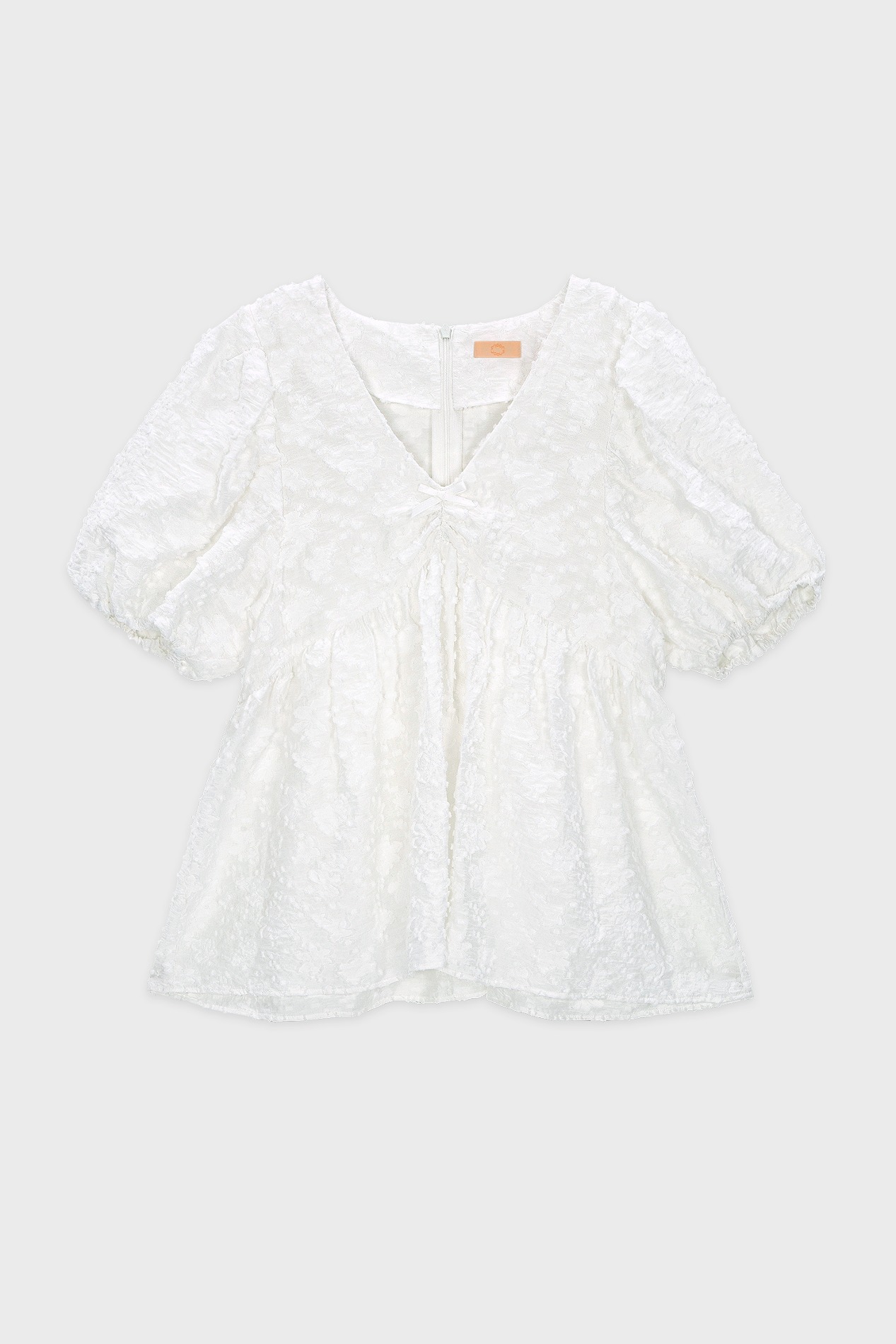 Sinoon Jacquard Ribbon Blouse (White)