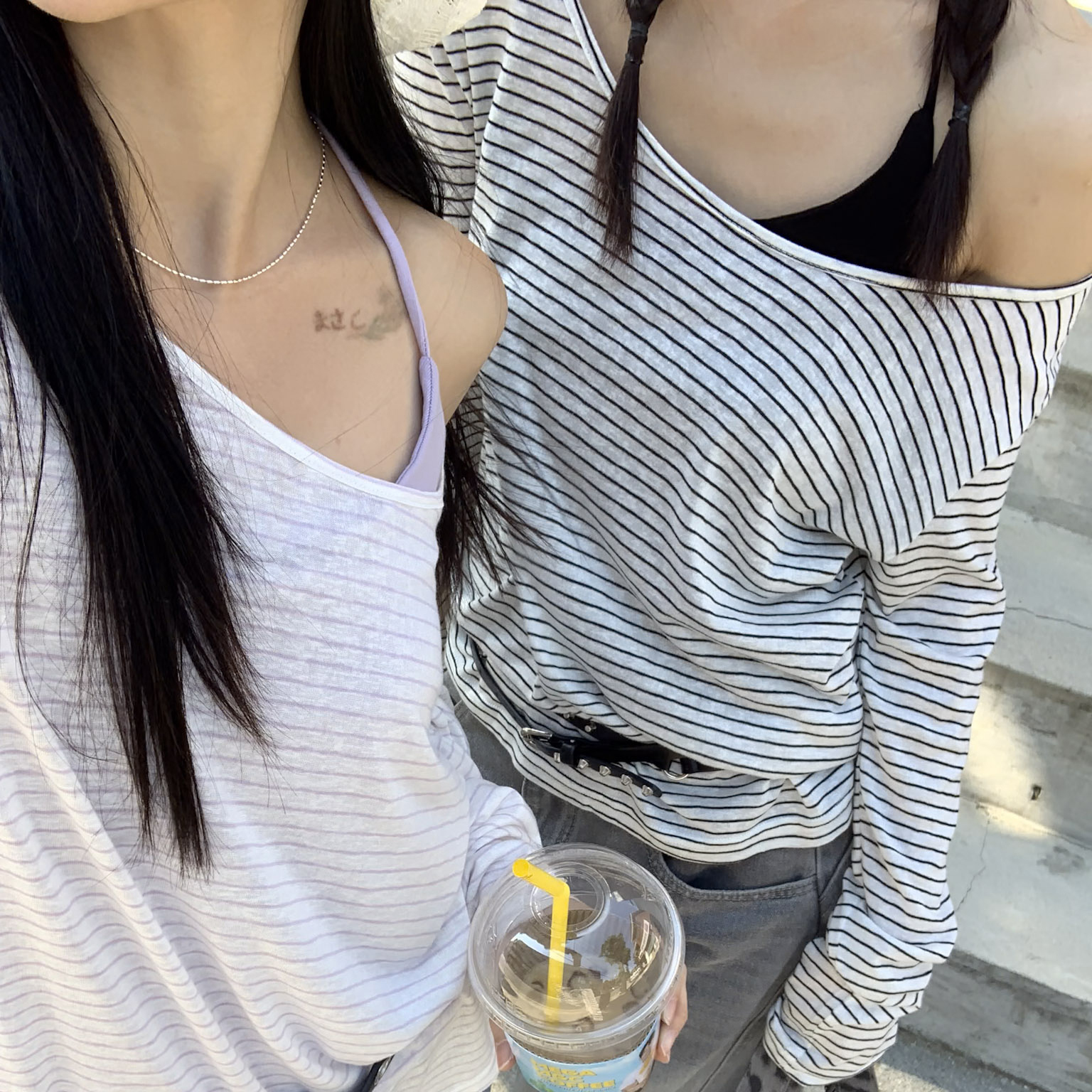 ISA_條紋控的夏天 層次感撞色(1+1)繞脖套裝_64049