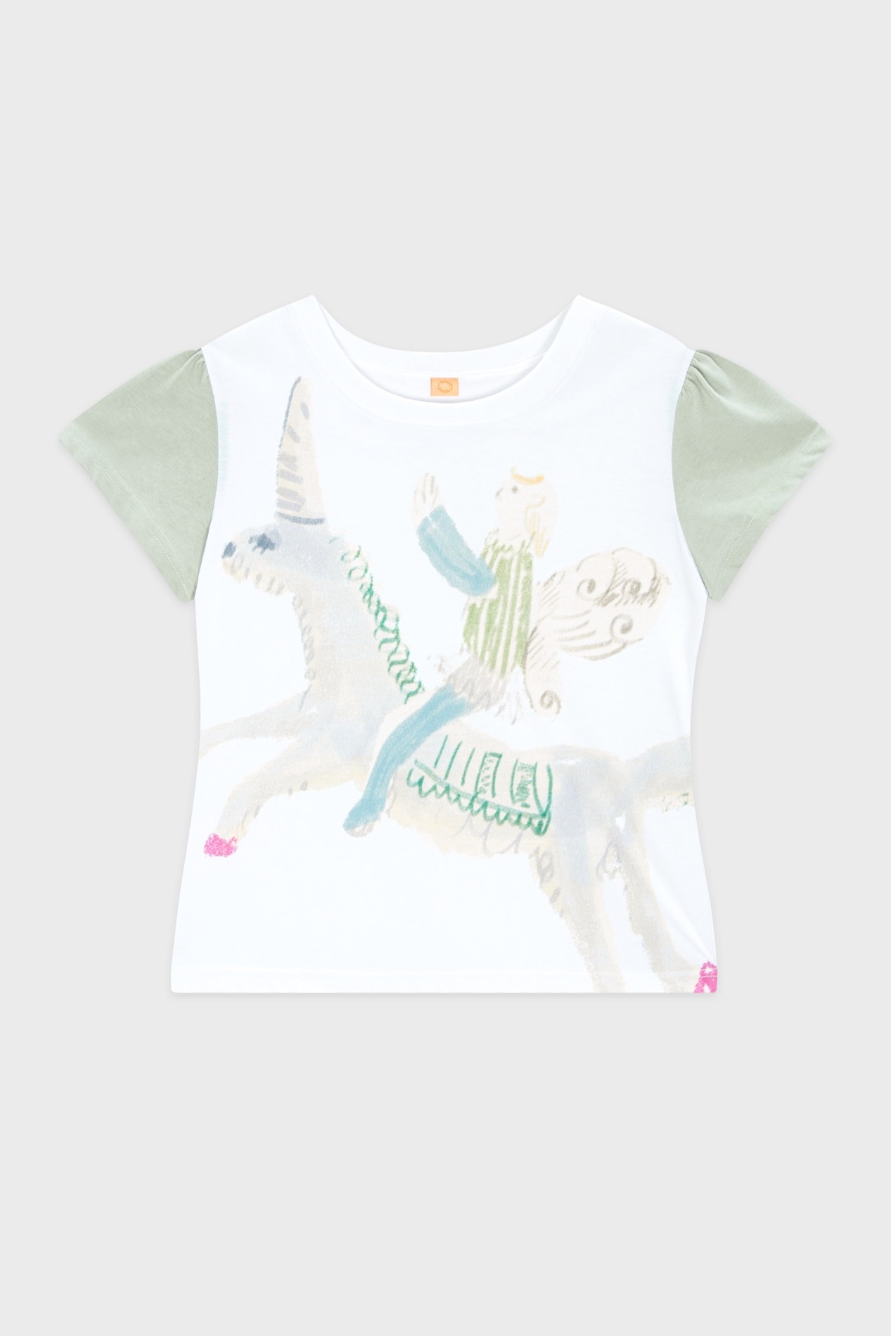 Sinoon Color Block Unicorn Puff T-Shirt (White)