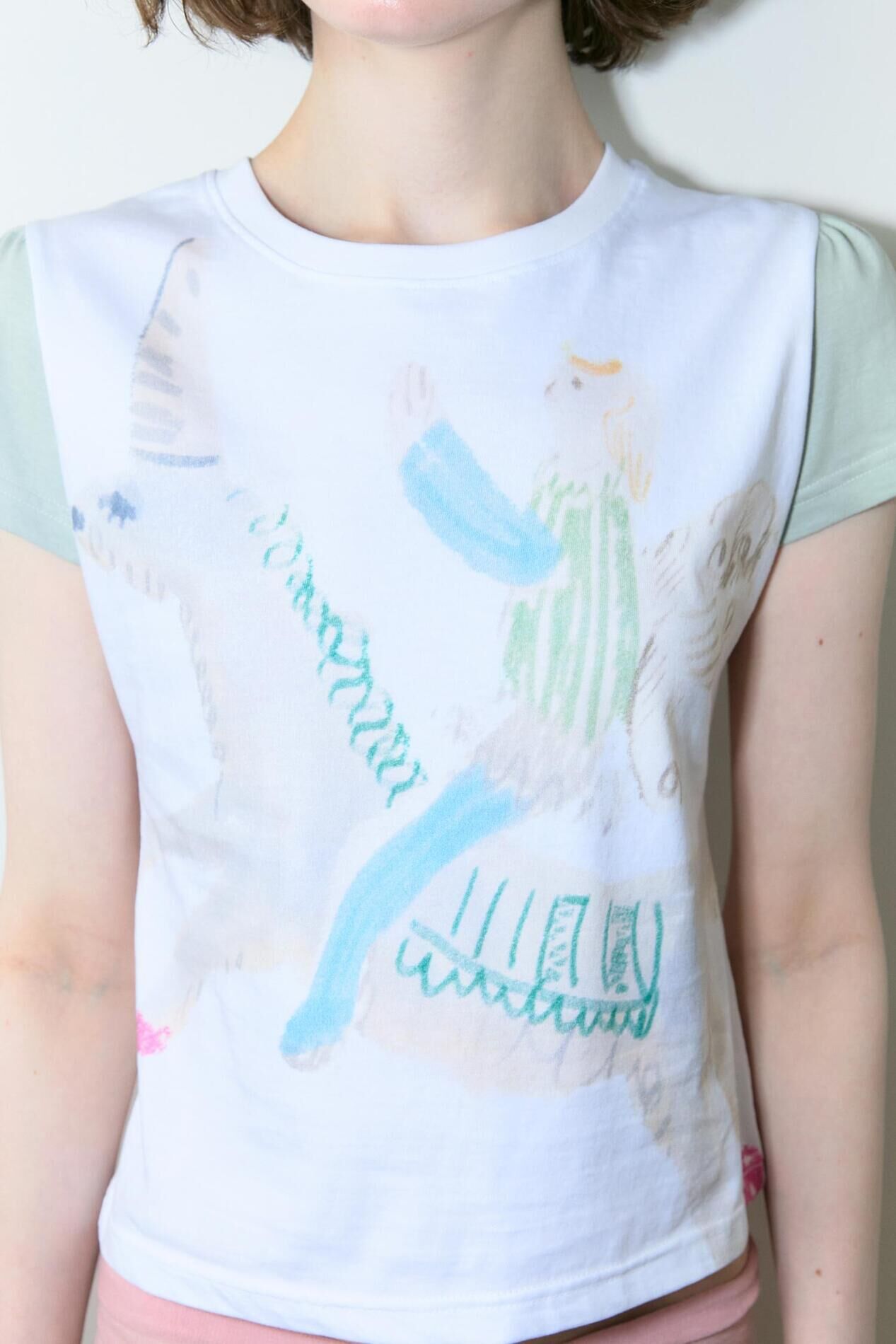 Sinoon Color Block Unicorn Puff T-Shirt (White)