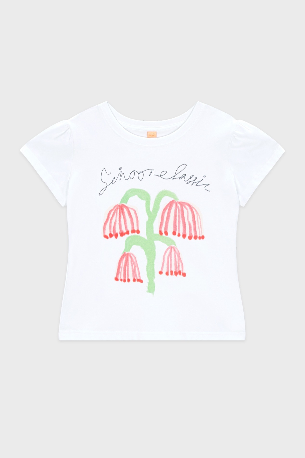 Sinoon Red Bell Flower Puff T-Shirt (White)