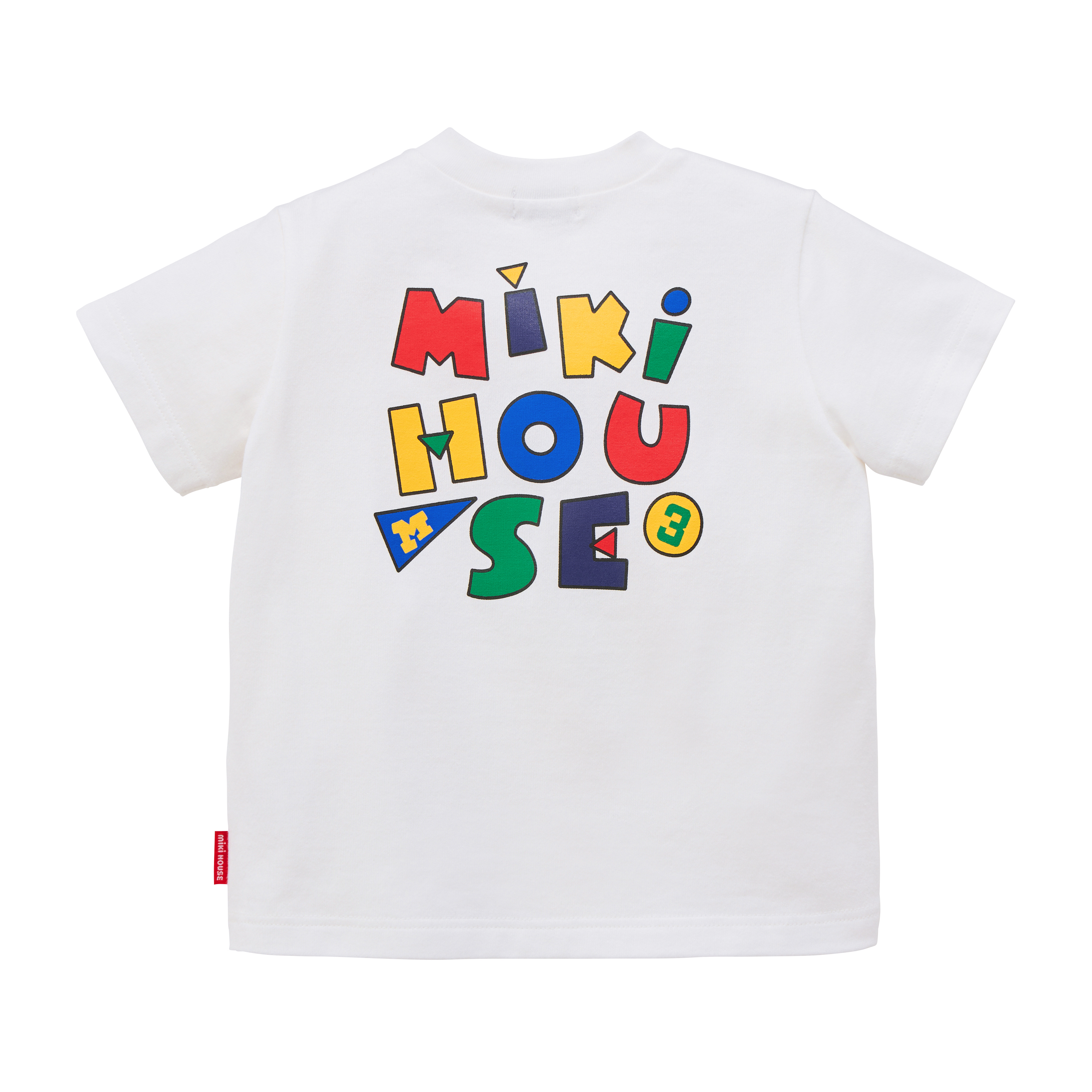 MIKI HOUSE復古LOGO刺繡短袖T恤-白色