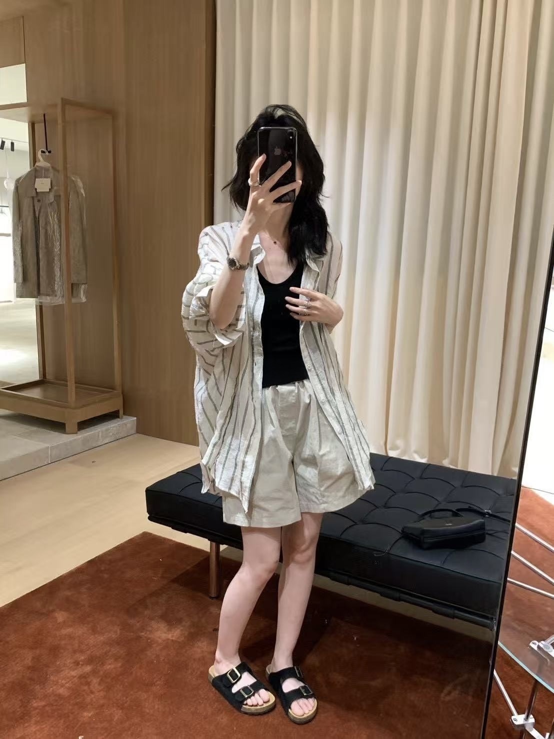 053 慵懶風條紋防曬襯衫