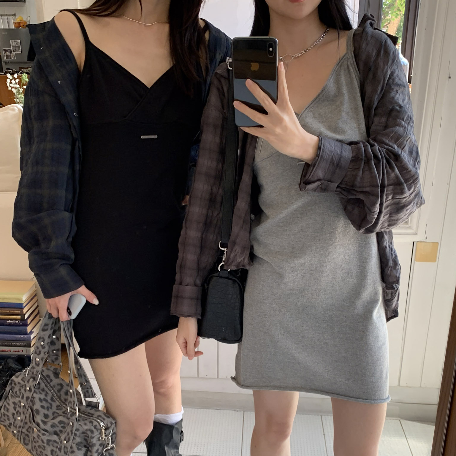 ISA_多睡五分鐘! 皺皺格紋單口袋寬鬆棉麻襯_65029