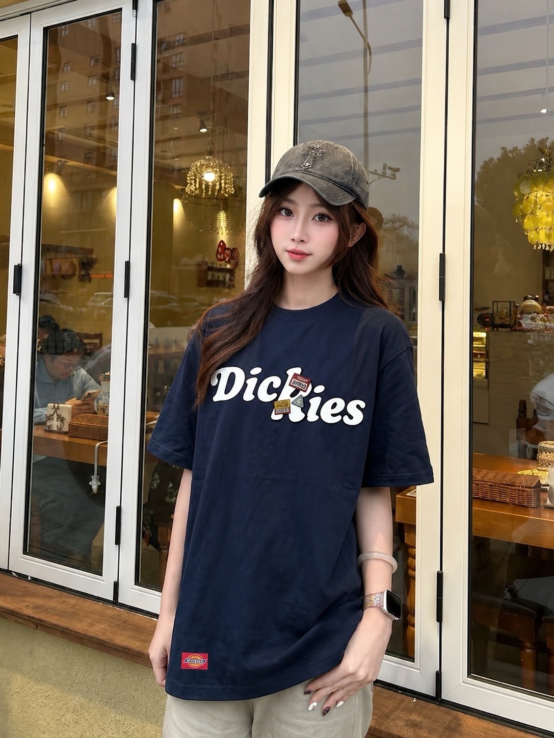 DICKIES 魔鬼粘 落肩純棉短袖 男女同款