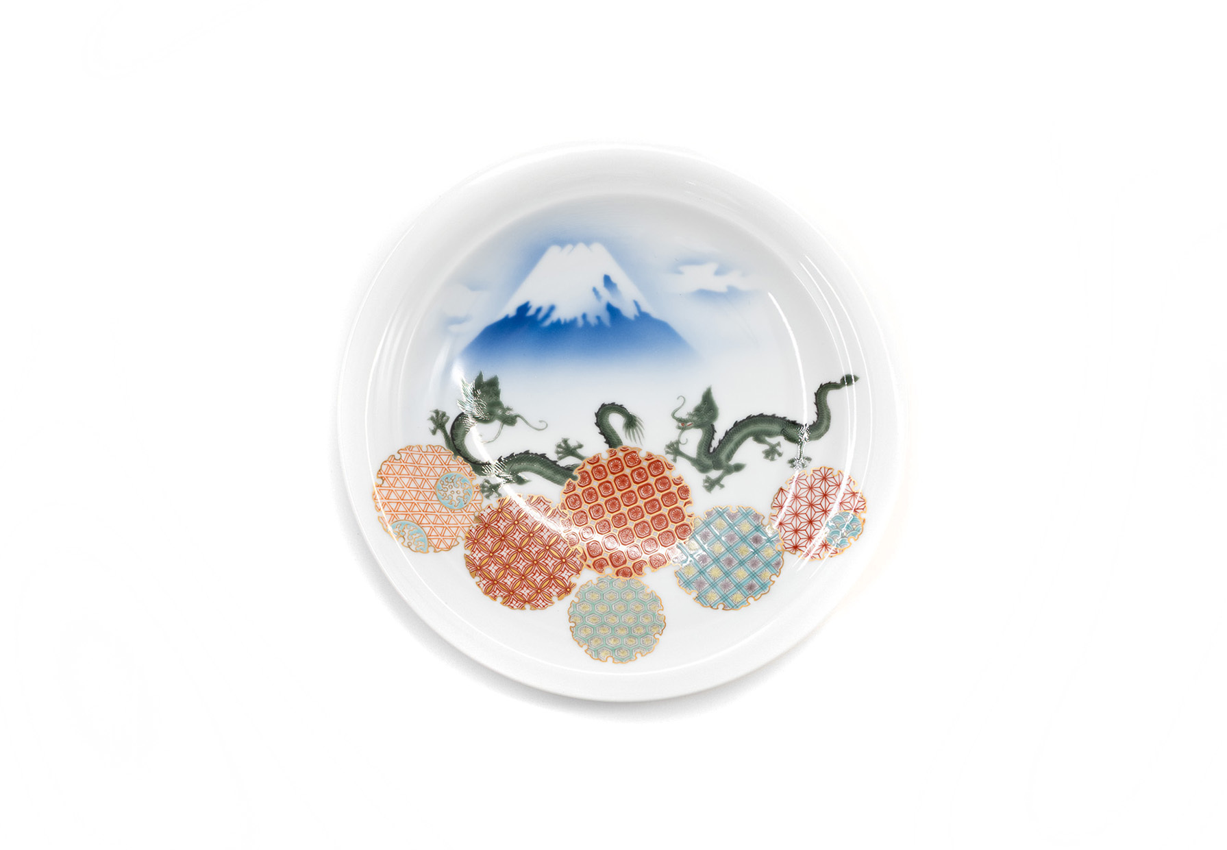 深川製磁｜有田燒 龍紋富士山 餐盤 19 cm
