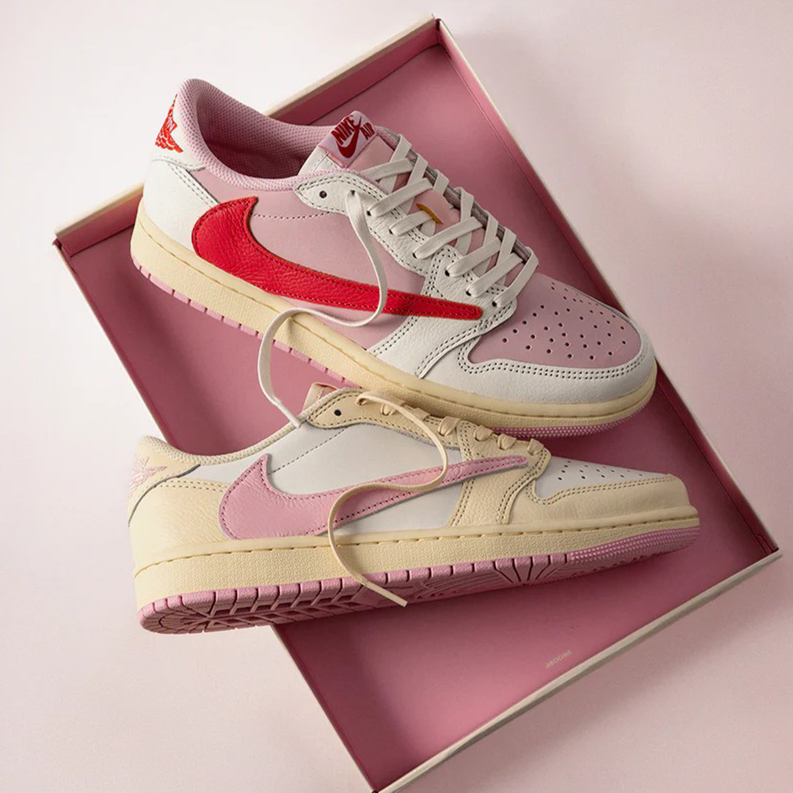 Travis Scott x Nike Air Jordan 1 Low OG 粉紅倒勾 Muslin Pink 粉色 Sail Tropical Pink 桃紅 倒鉤 IQ7604-100-101