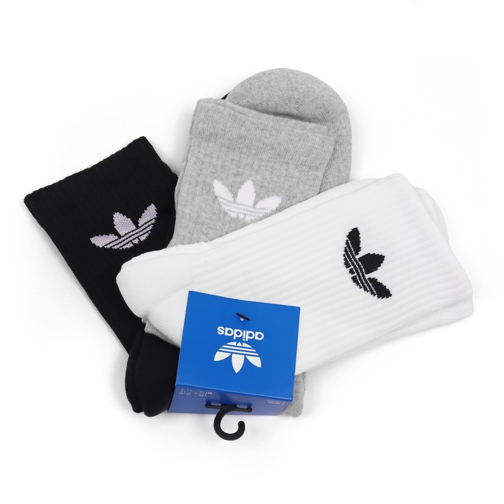 ADIDAS TRE CRW CUSH3PP 長襪 黑白灰 三色 三葉草 IJ5614