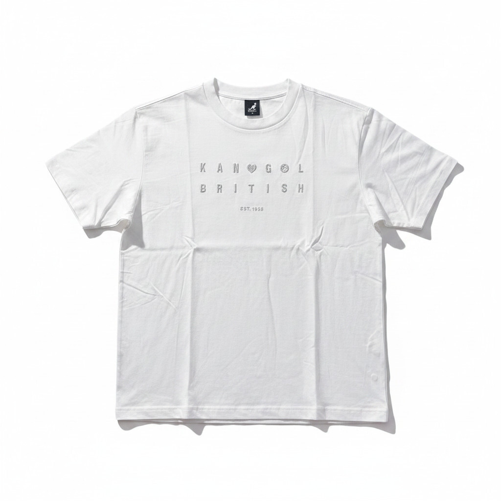KANGOL 短T 白色 落肩 開衩 繡花 短袖 中性 6625101509
