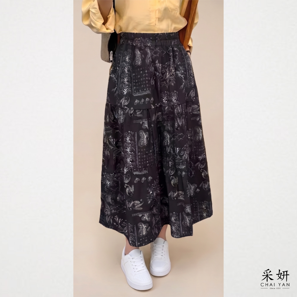 圖騰風中長裙