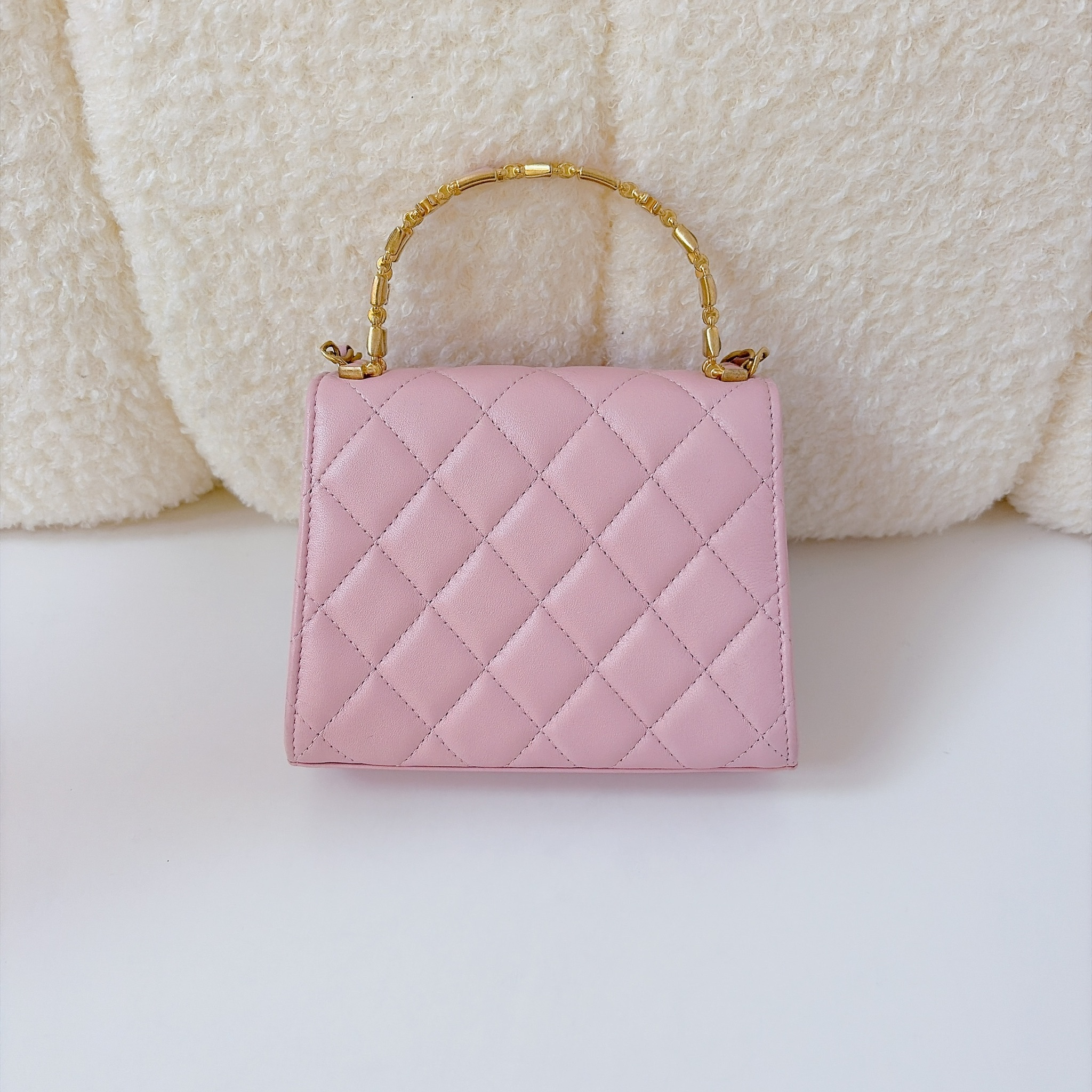Chanel Mini Enamel Top Handle Clutch with Chain - Pink/GHW