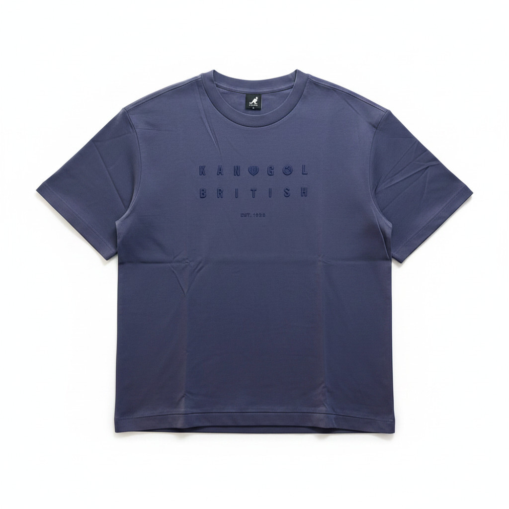 KANGOL 短T 藍紫 落肩 開衩 繡花 短袖 中性 6625101592