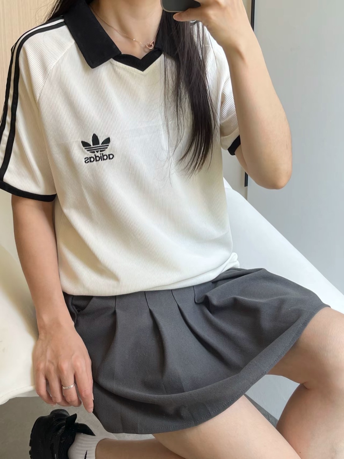 ADIDAS POLO 羅紋 立領 短袖 男女同款