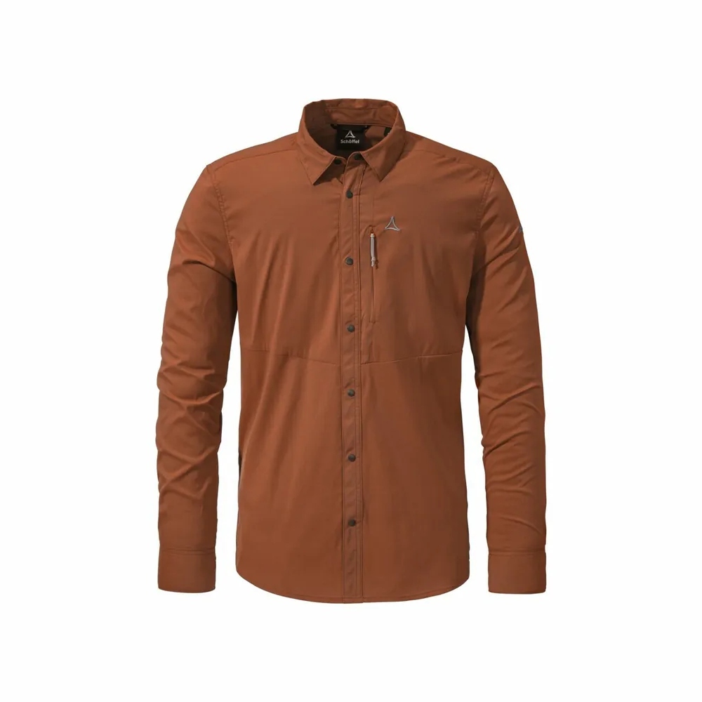 【Schoffel】男排汗快乾彈力長袖襯衫 / 24SL20-23828-[咖啡、綠]