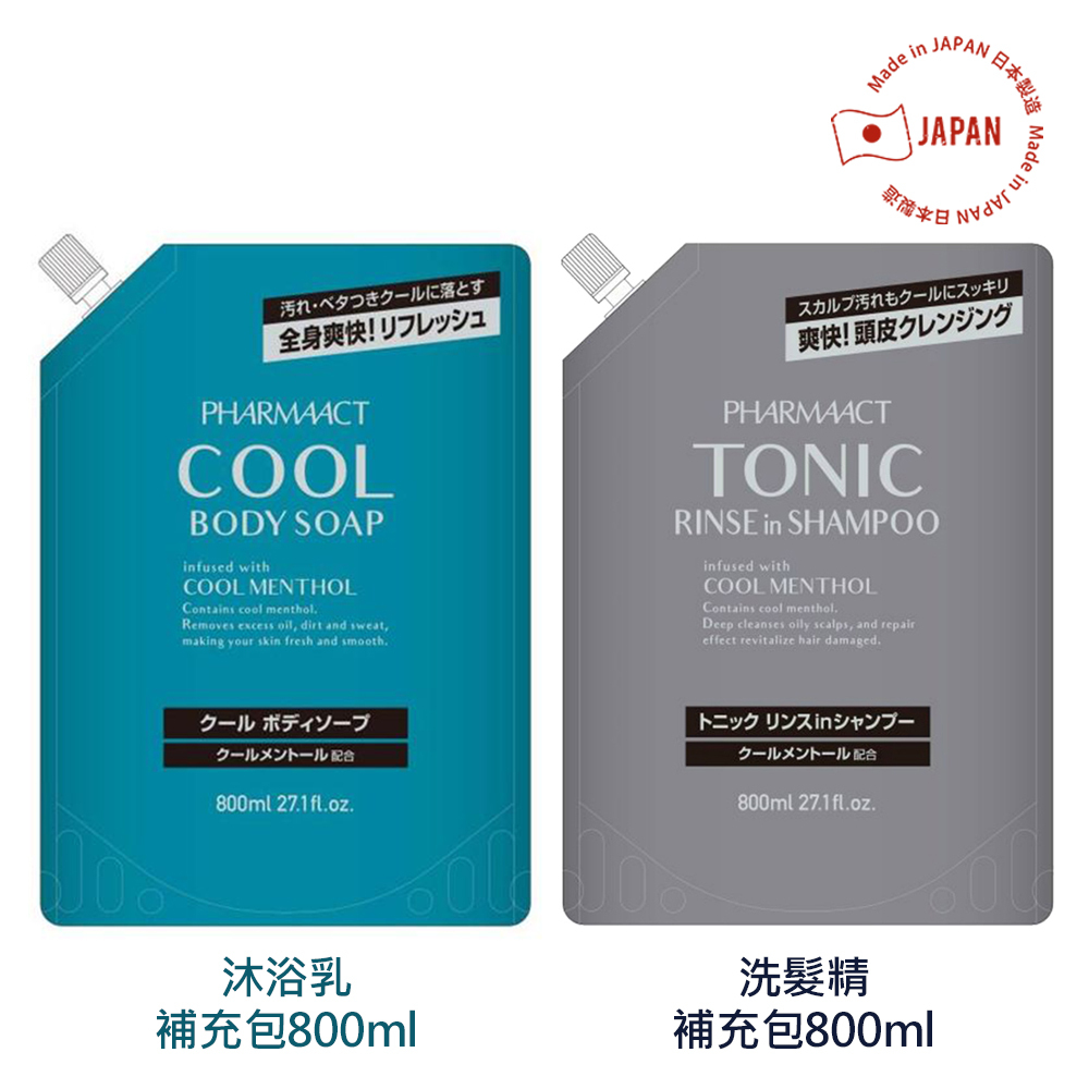 【日本KUMANO熊野】COOL冰涼洗髮精 / 沐浴精 補充包800ml