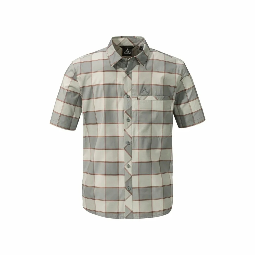 【Schoffel】男排汗快乾短袖格紋襯衫 / 24SL20-23829-[淺灰格紋、藍綠格紋]