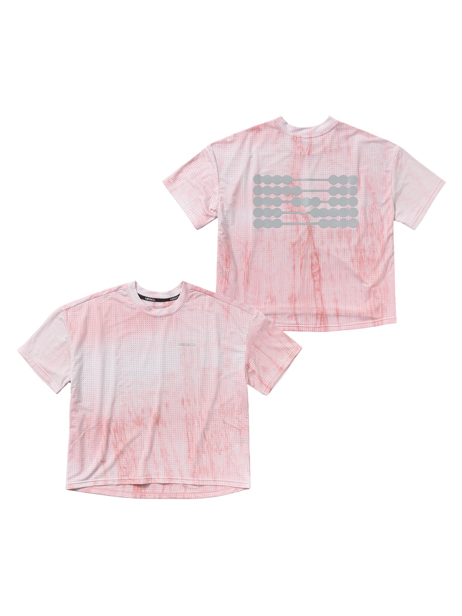 Air-Vent 紮染短版 T-Shirt 粉紅色正面與背面展示
