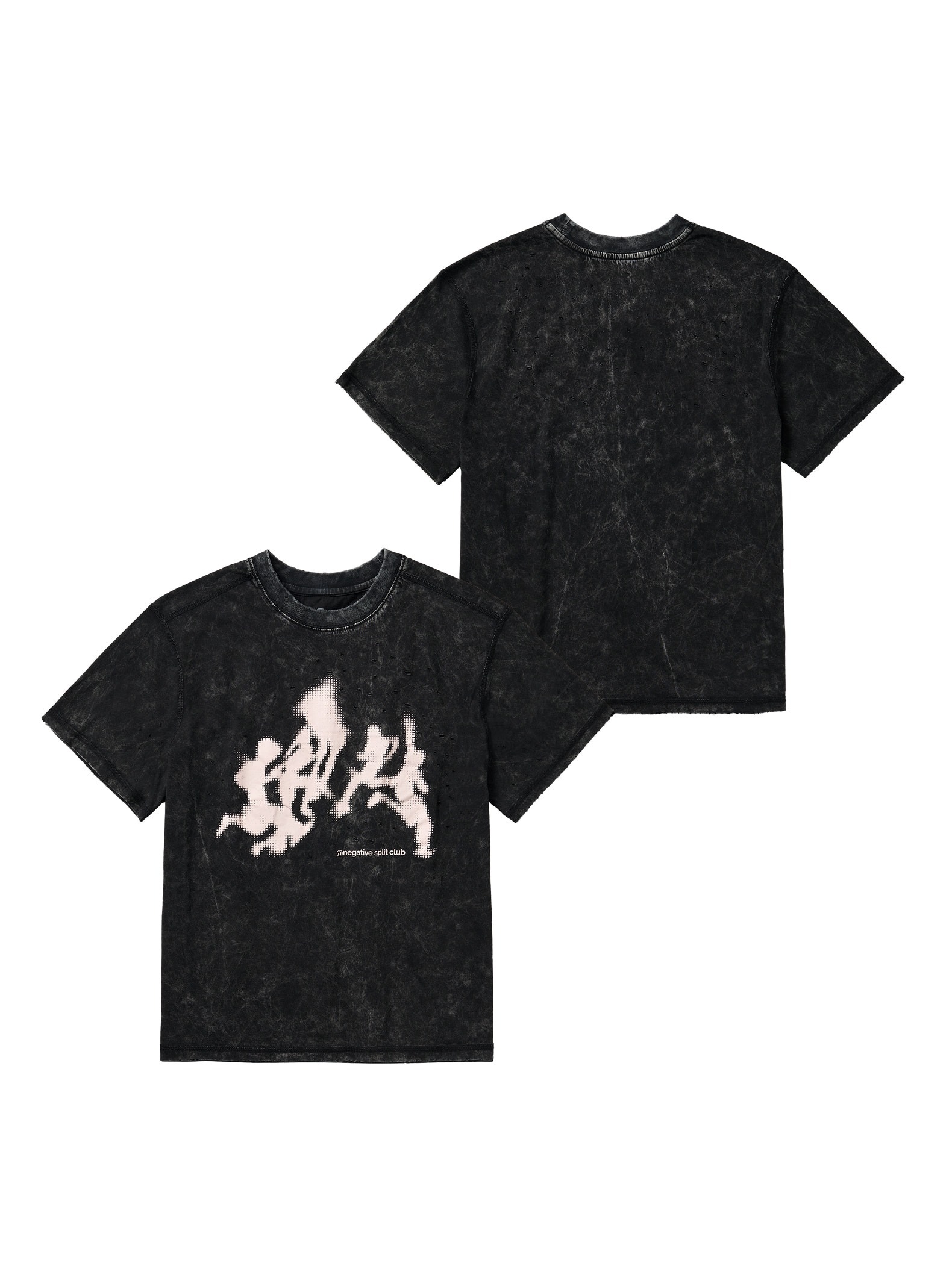 Air Act 礦物水洗衝刺短版 T-Shirt 黑色正面與背面展示