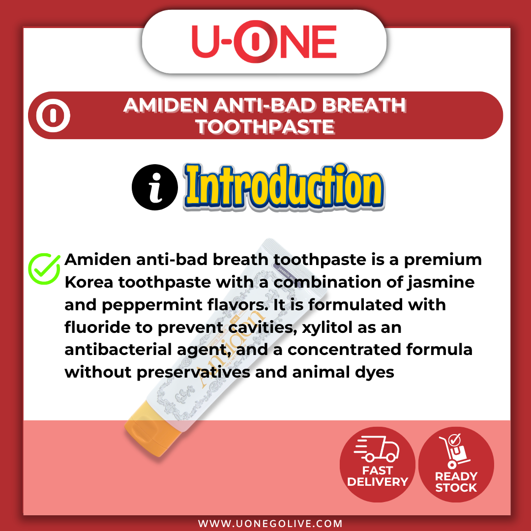 U-ONE | Korea | Amiden Anti-Bad Breath Toothpaste | Personal Care | 110g
