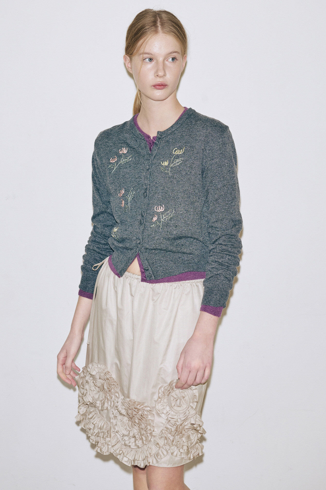 Sinoon Rose Frill Midi Skirt