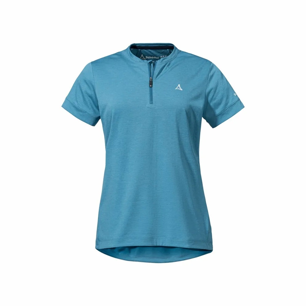 【Schoffel】女快乾拉鍊短袖上衣 / 24SL50-13564-[海藍、淺灰]
