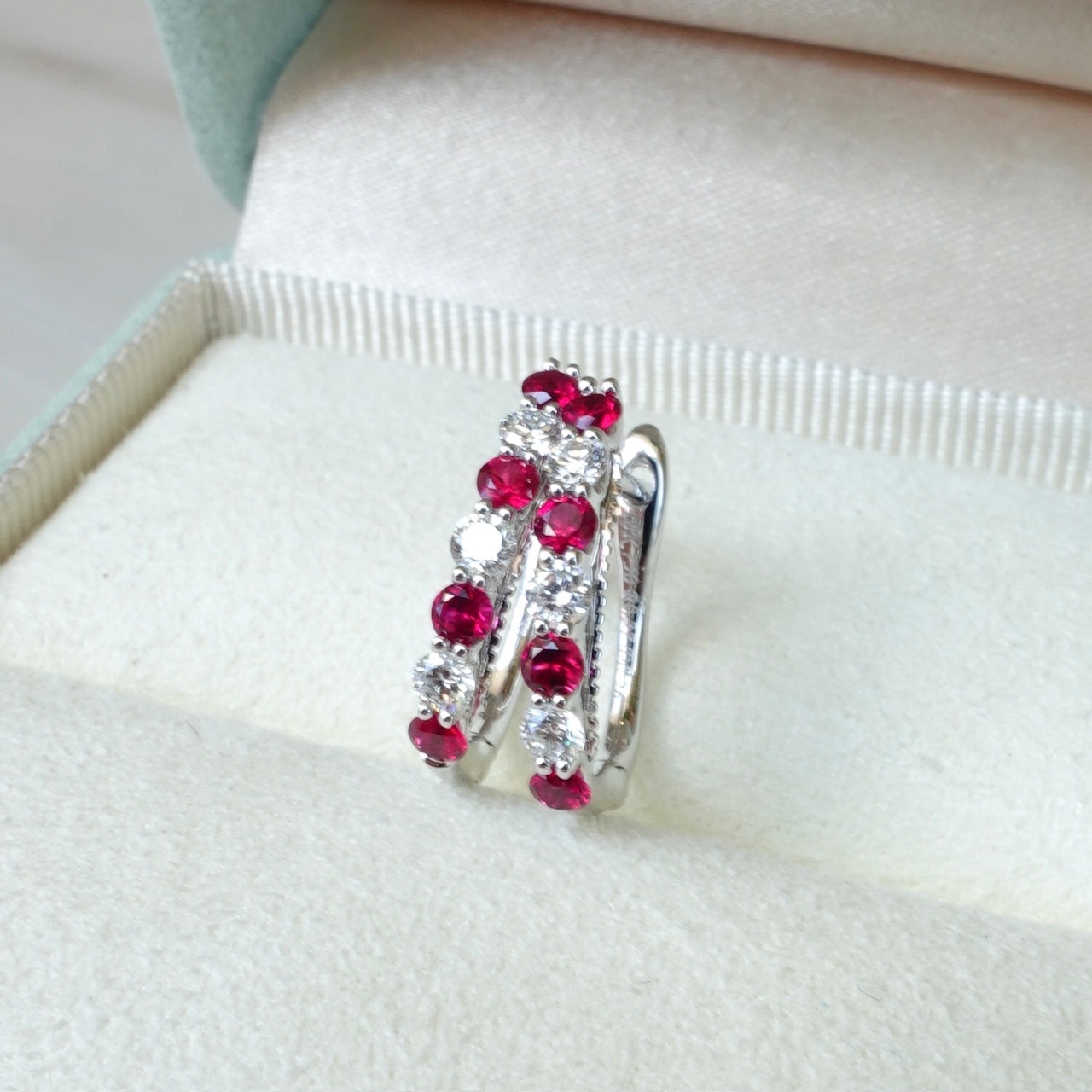 18K Gold Natural Ruby Earrings with Diamonds setting