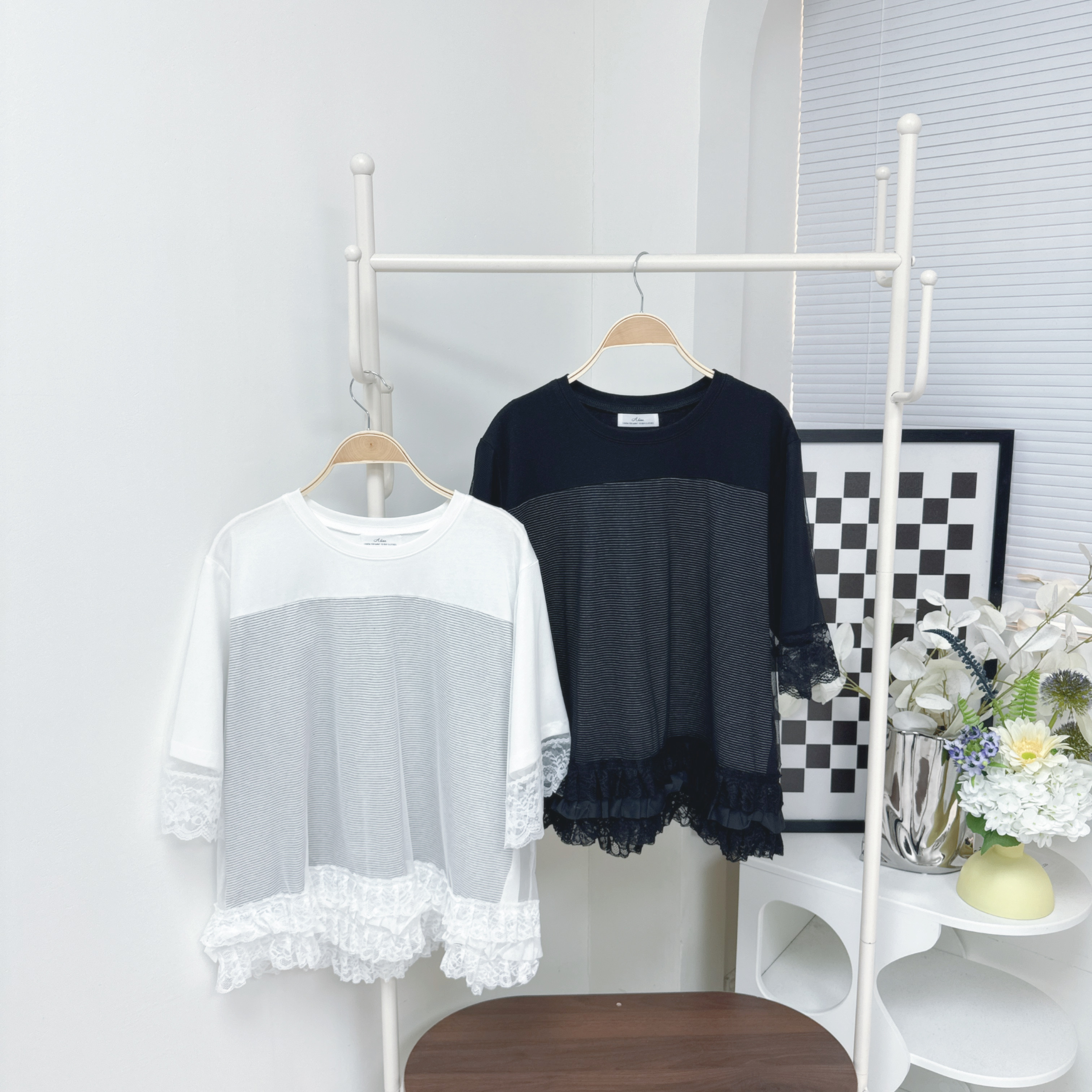 【廠家制】網紗LACE腳橫間TOP (E46-E47)
