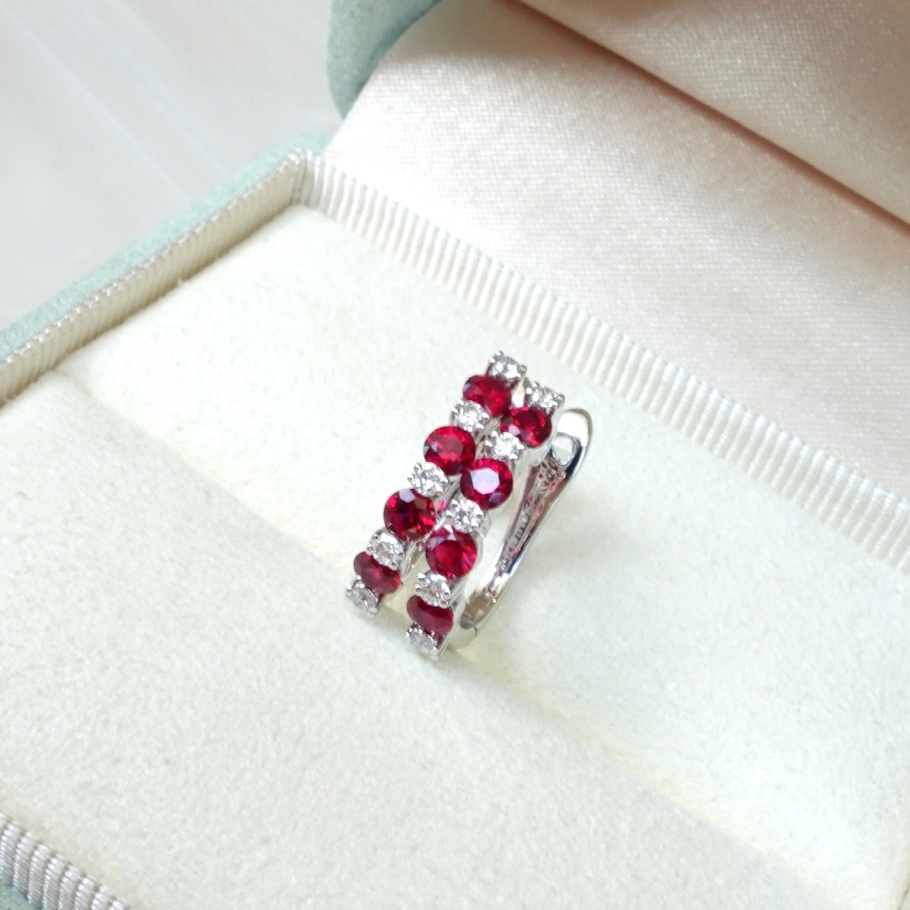 18K Gold Natural Ruby Earrings with Diamonds setting