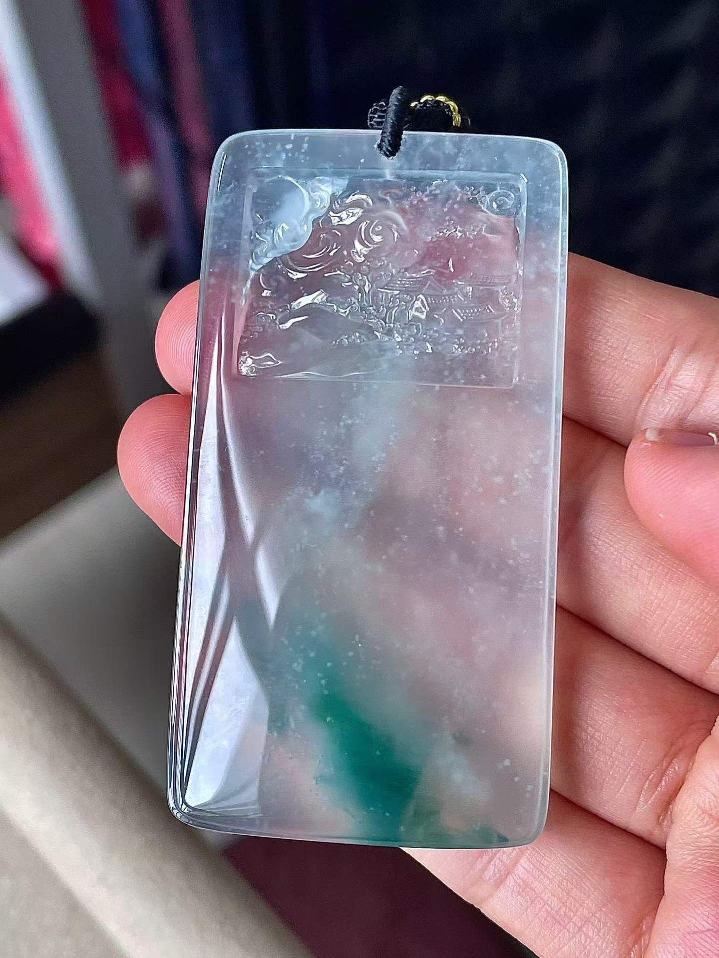翡翠高冰飄花山水牌,天然翡翠A玉, 緬甸玉, Jade, Jadeite