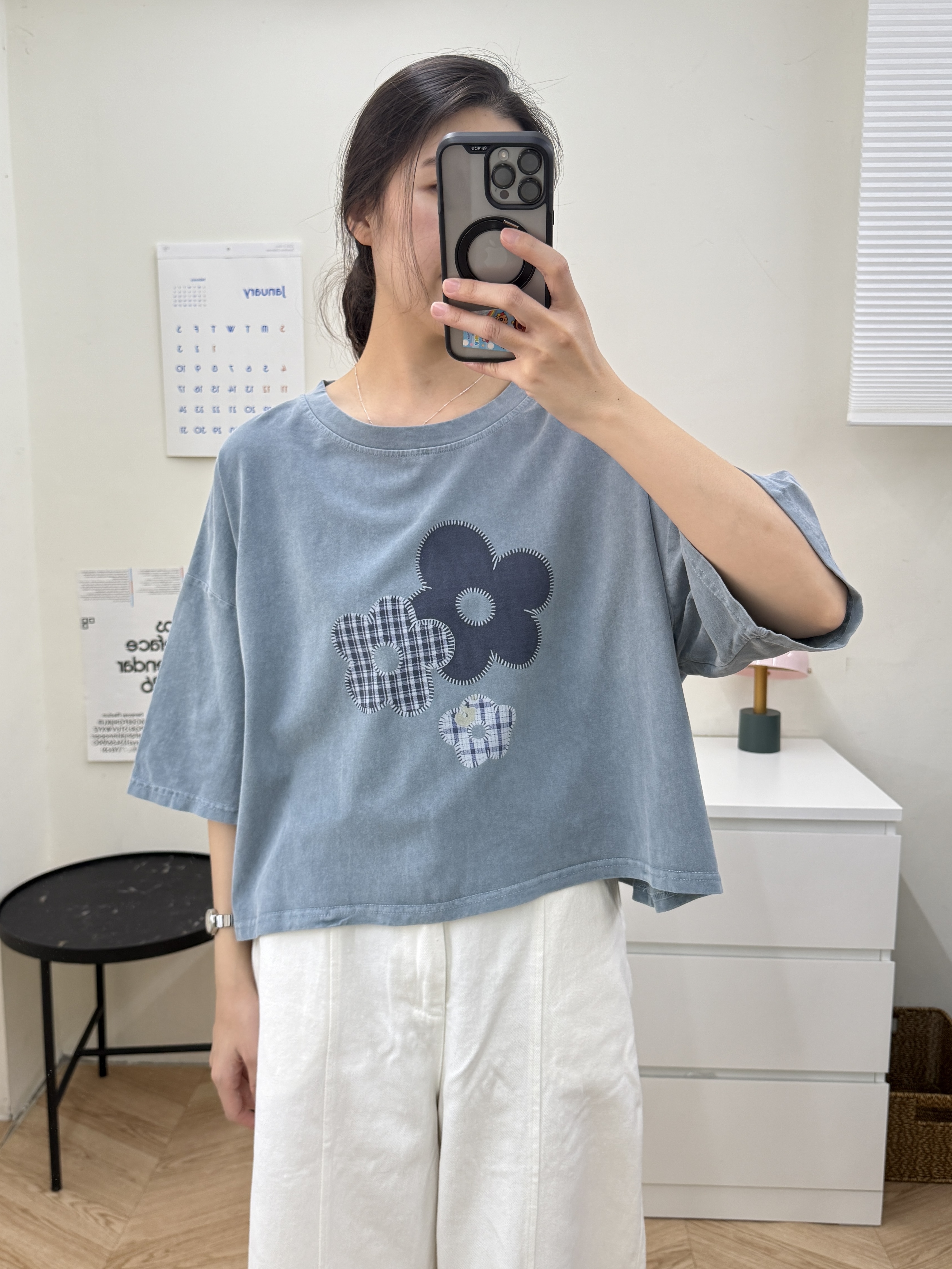 短版小花水洗T*3色