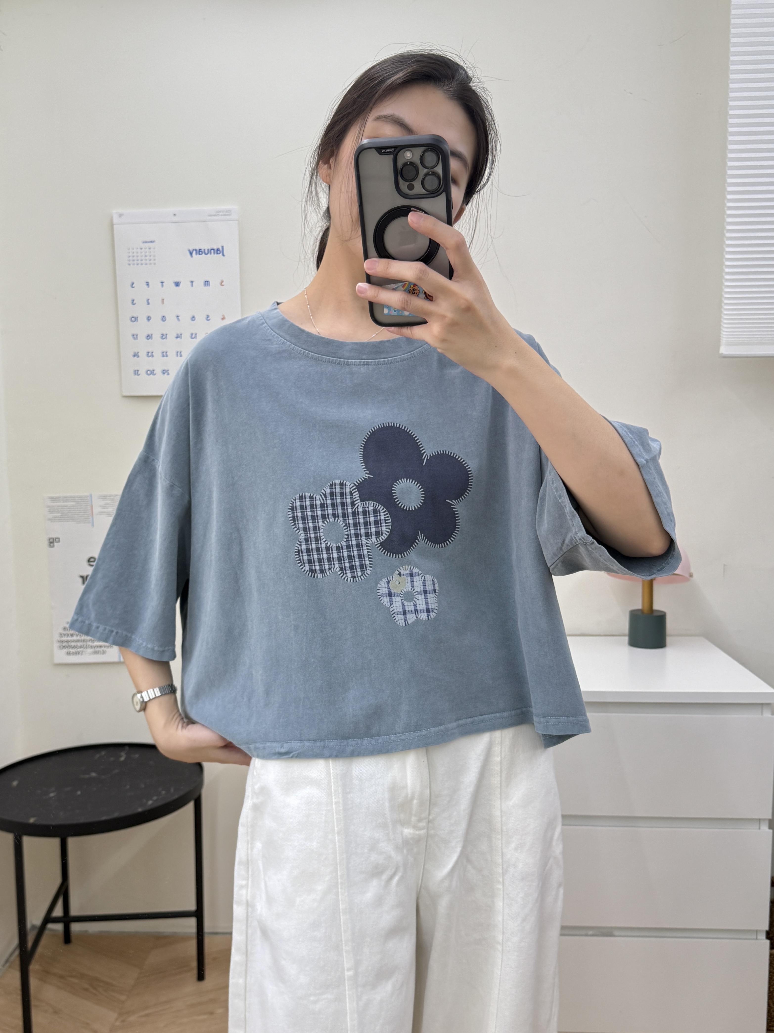 短版小花水洗T*3色