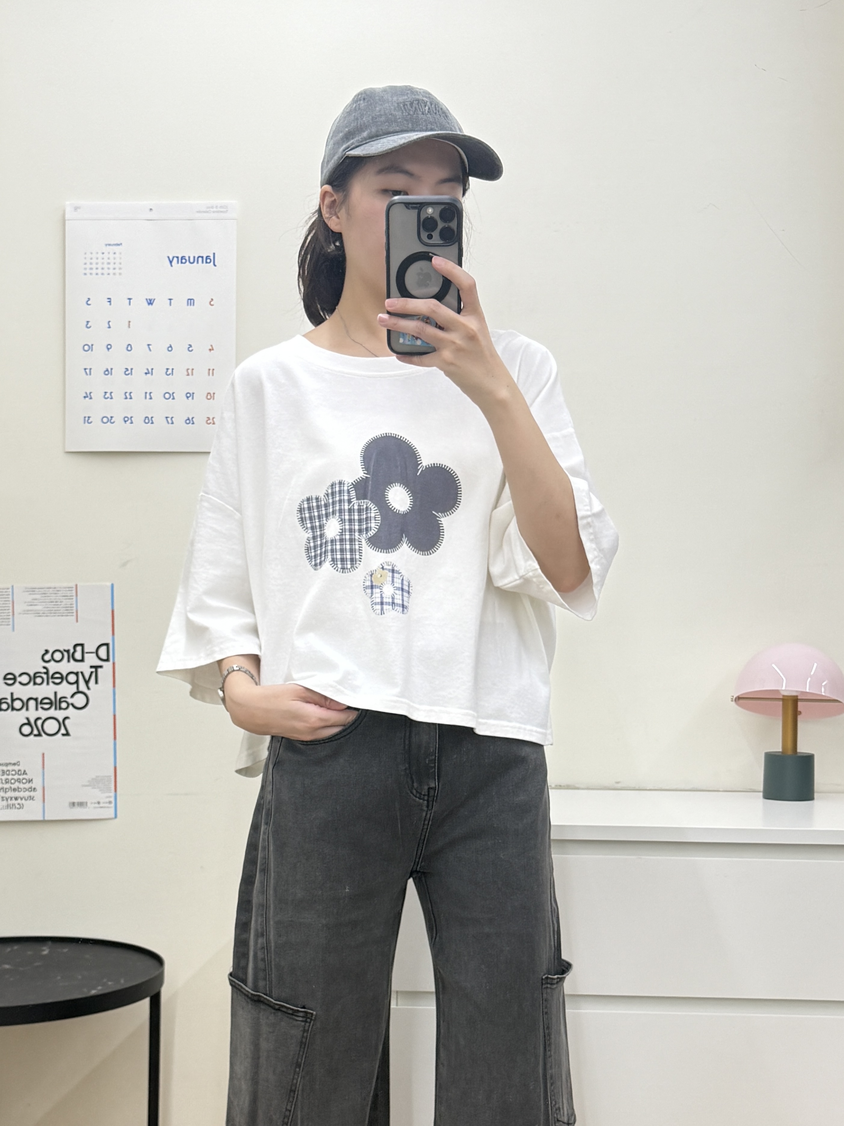 短版小花水洗T*2色