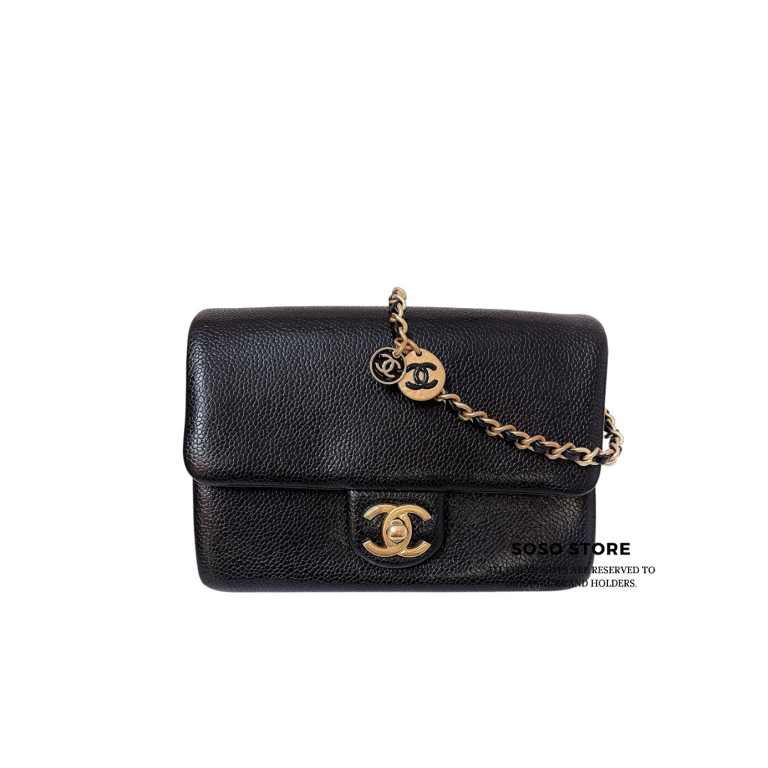 Chanel Mini Flap Bag with Medals - Black/GHW