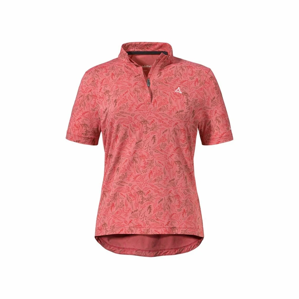 【Schoffel】女快乾拉鍊短袖印花上衣 / 24SL50-13579-[玫瑰粉]