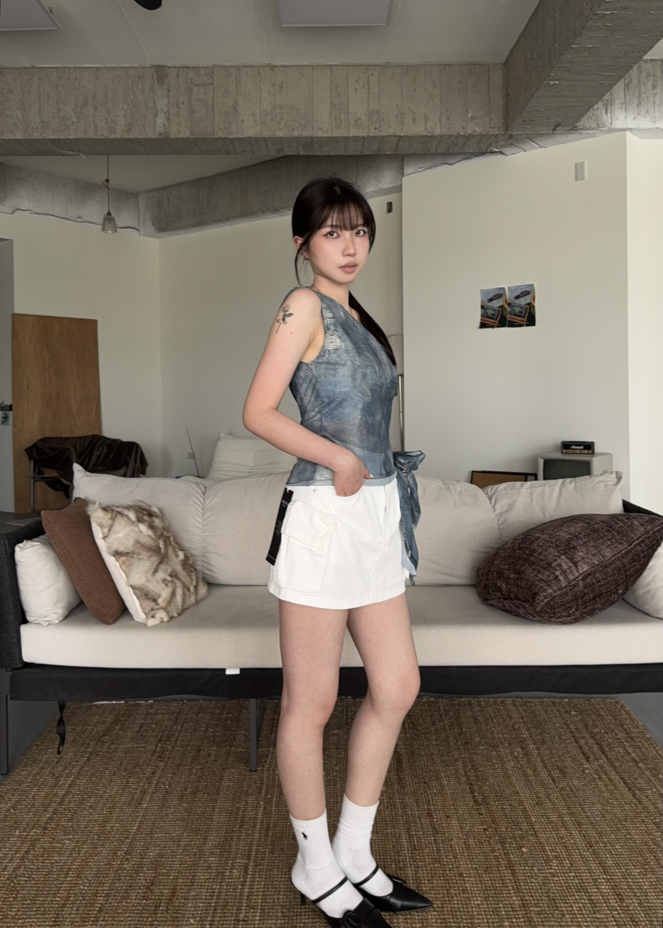 雙口袋工裝甜辣褲裙