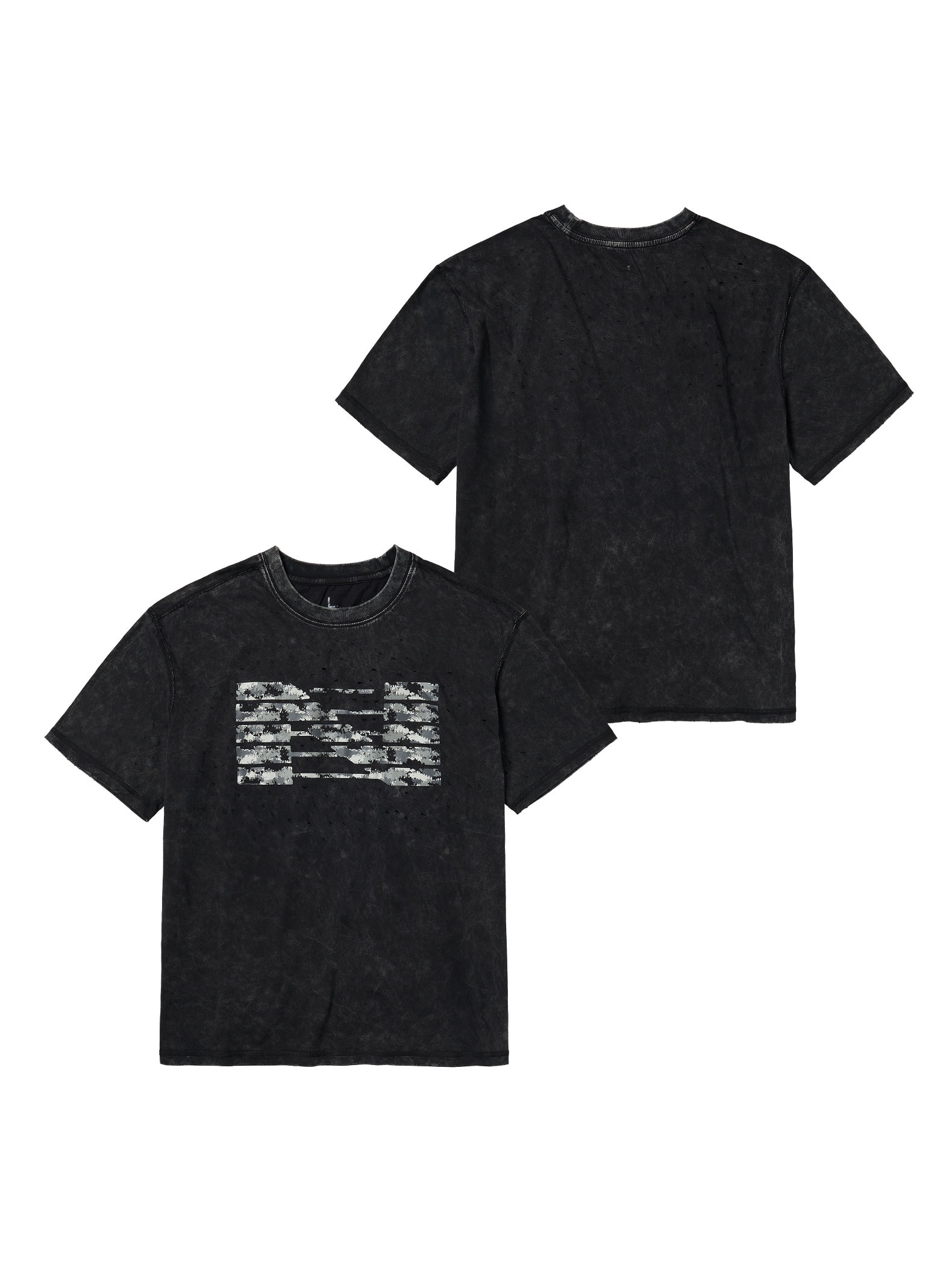 Air Act 礦物水洗迷彩標誌 T-Shirt 正面與背面展示