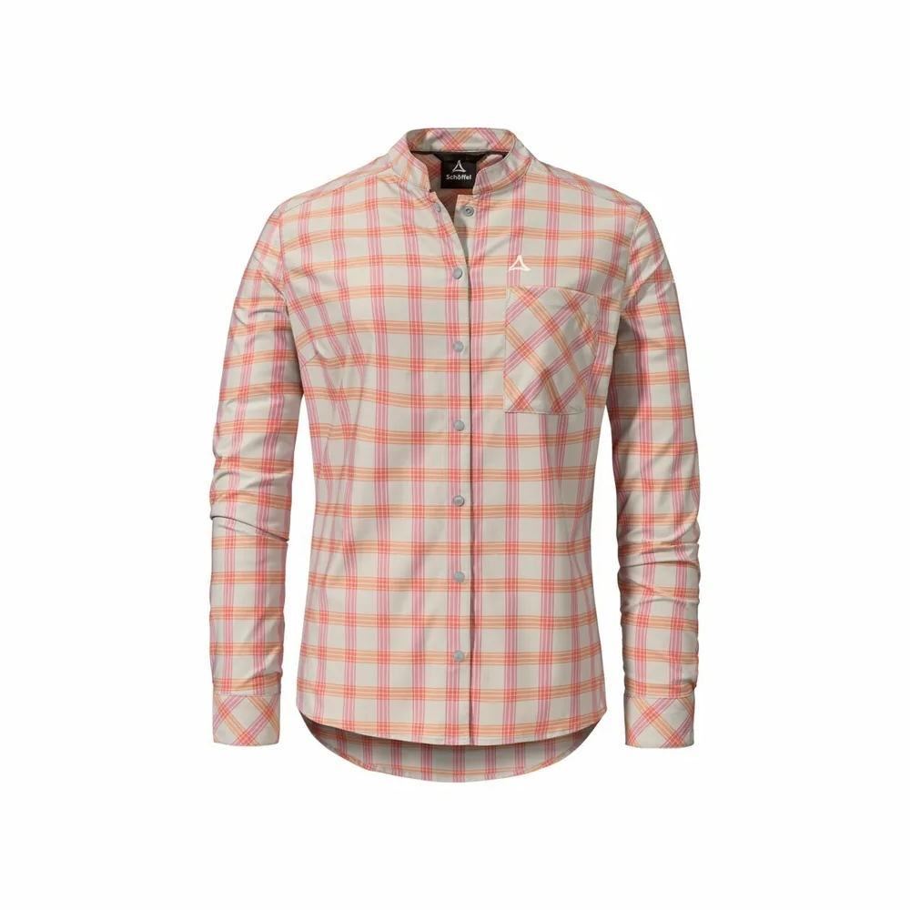 【Schoffel】女快乾透氣長袖襯衫 / 24SL50-13435-[格紋橘、格紋綠]