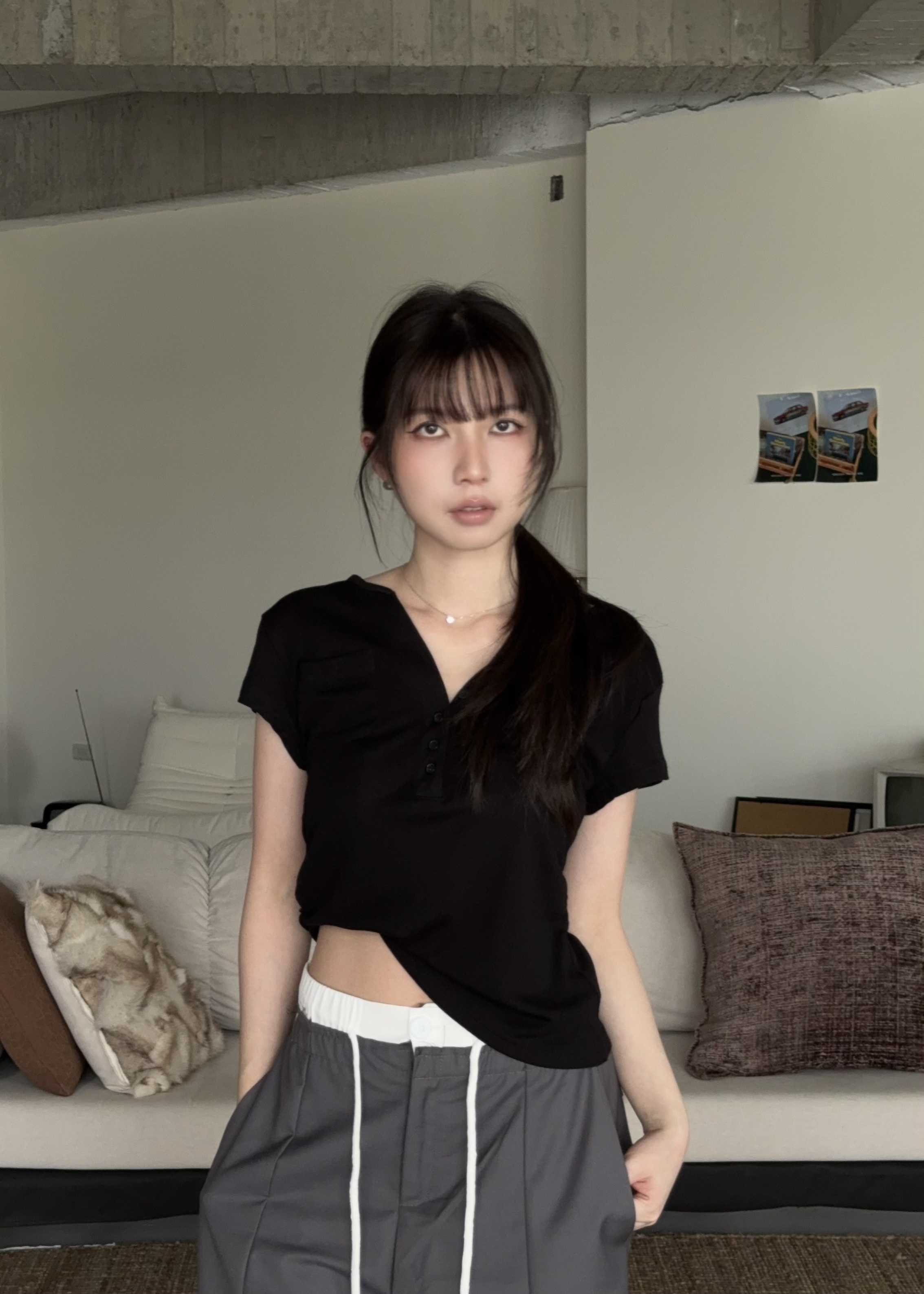 亨利領微辣排釦口袋上衣