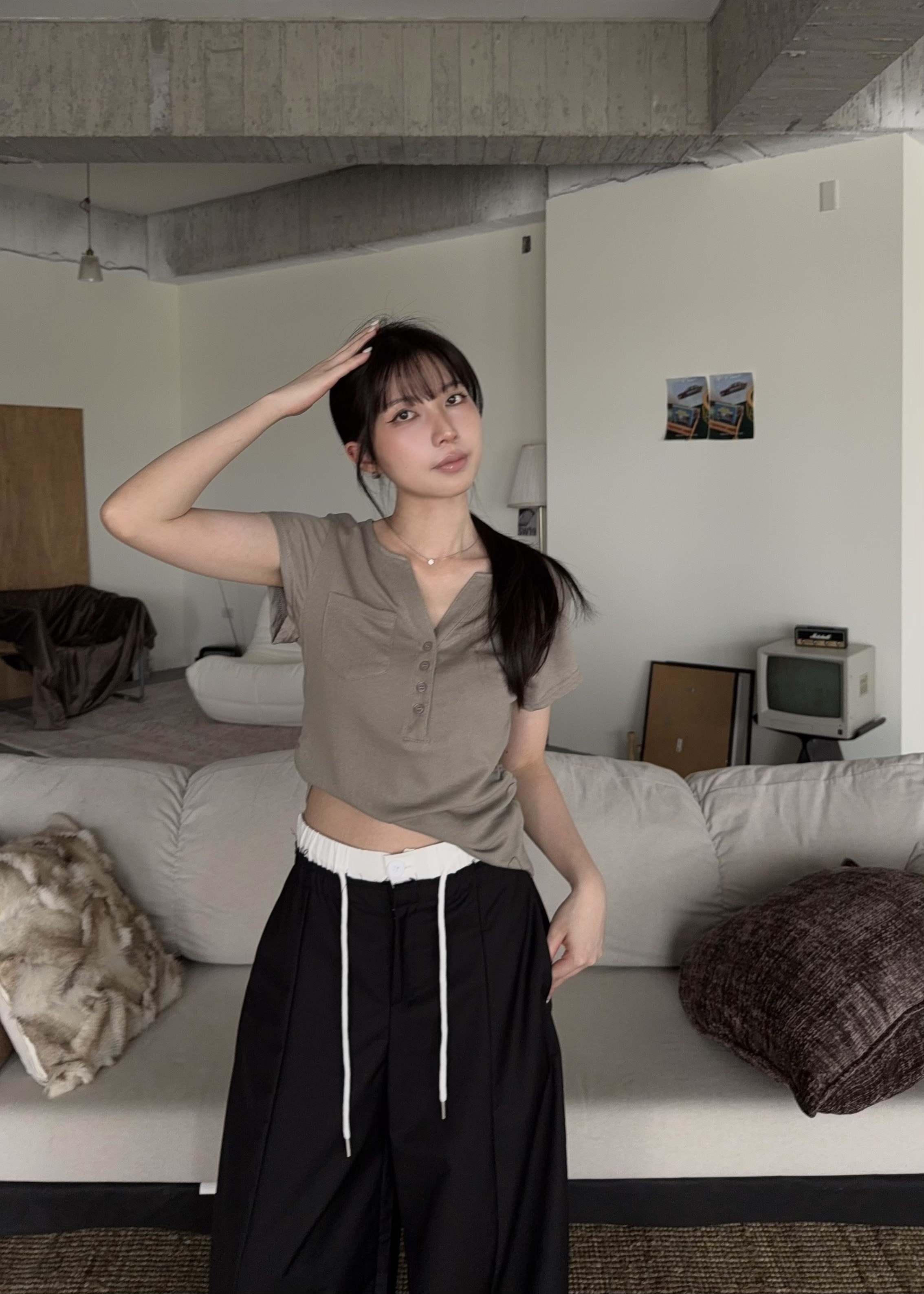 亨利領微辣排釦口袋上衣