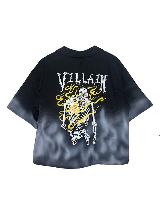 VILLAIN 26SS 漸變火焰骷髏襯衫 黑