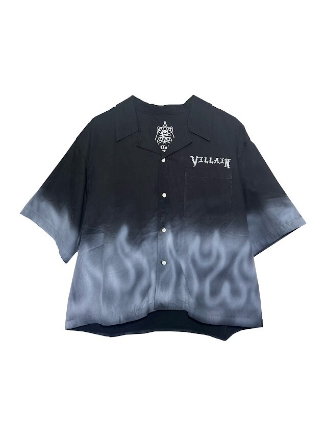 VILLAIN 26SS 漸變火焰骷髏襯衫 黑