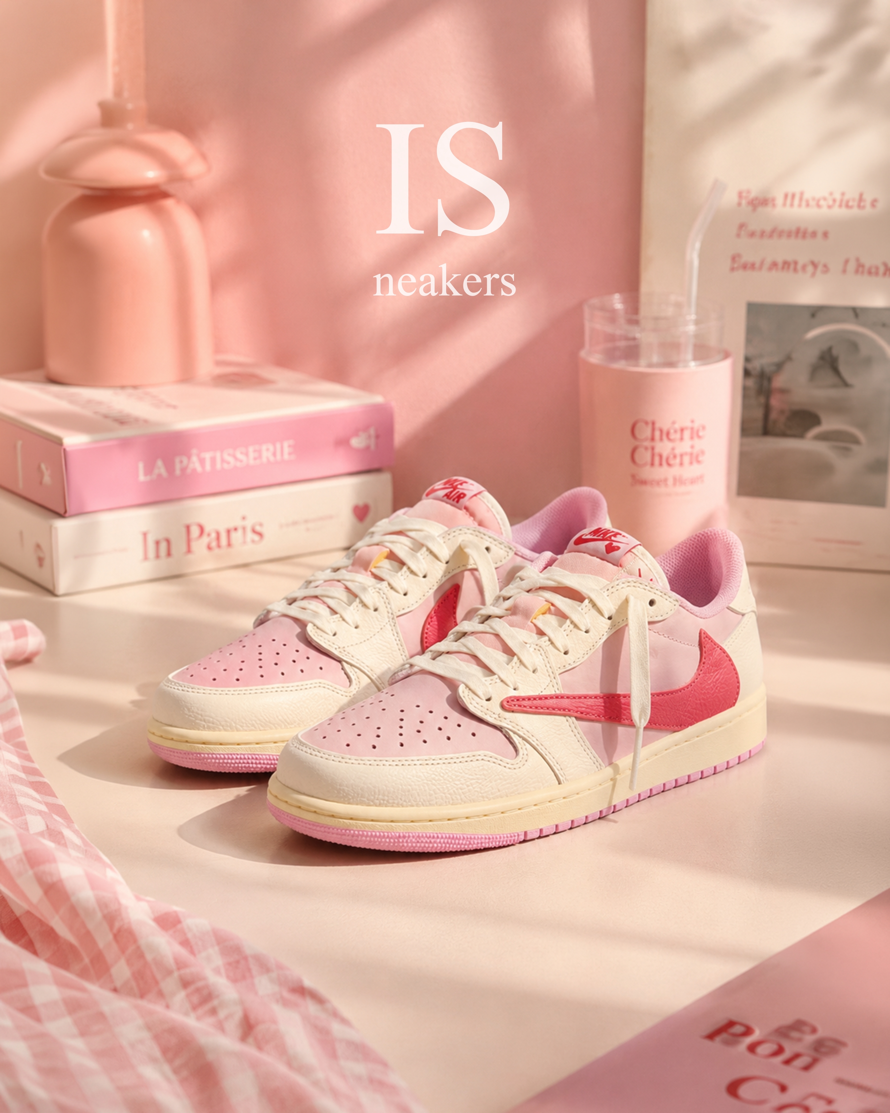 iSNEAKERS｜Travis Scott x AJ1 Low OG "Sail Tropical Pink" 粉色/米色 倒鉤 IQ7604-101 IQ7604-100