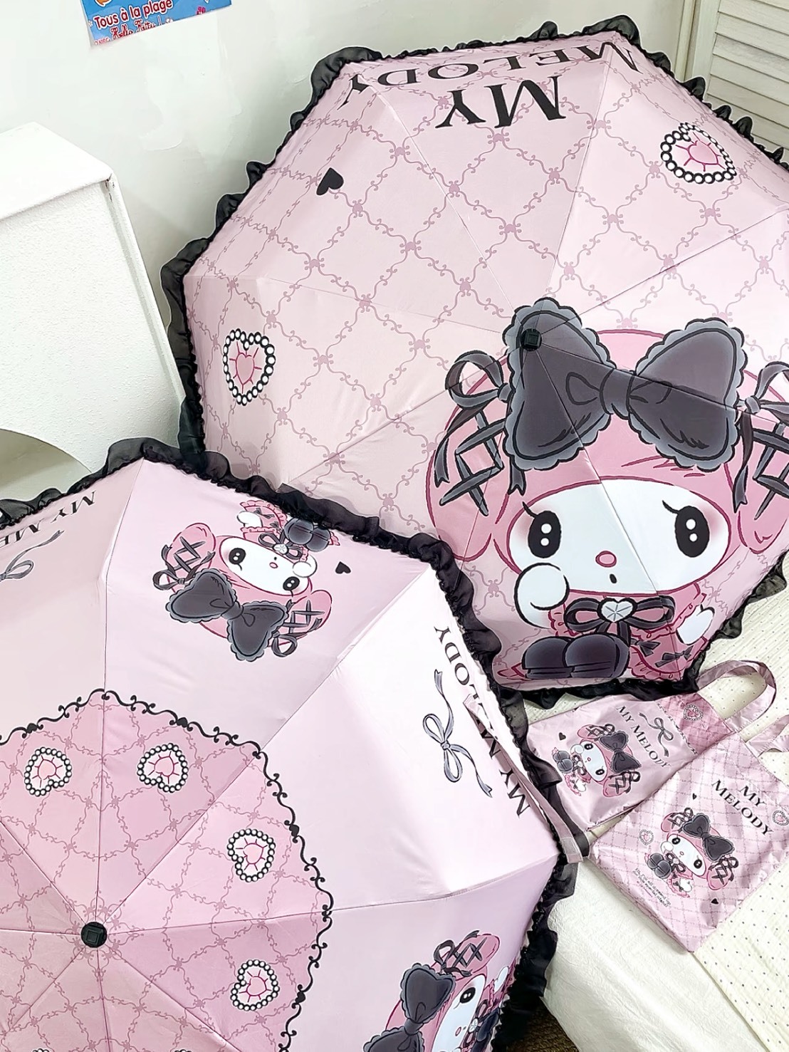 SANRIO 三麗鷗 可愛蕾絲 防曬防紫外線 折疊雨傘