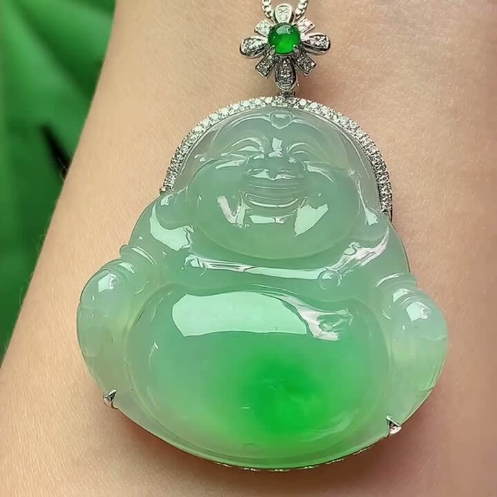 翡翠飄綠佛公,天然翡翠A玉, 緬甸玉, Jade, Jadeite