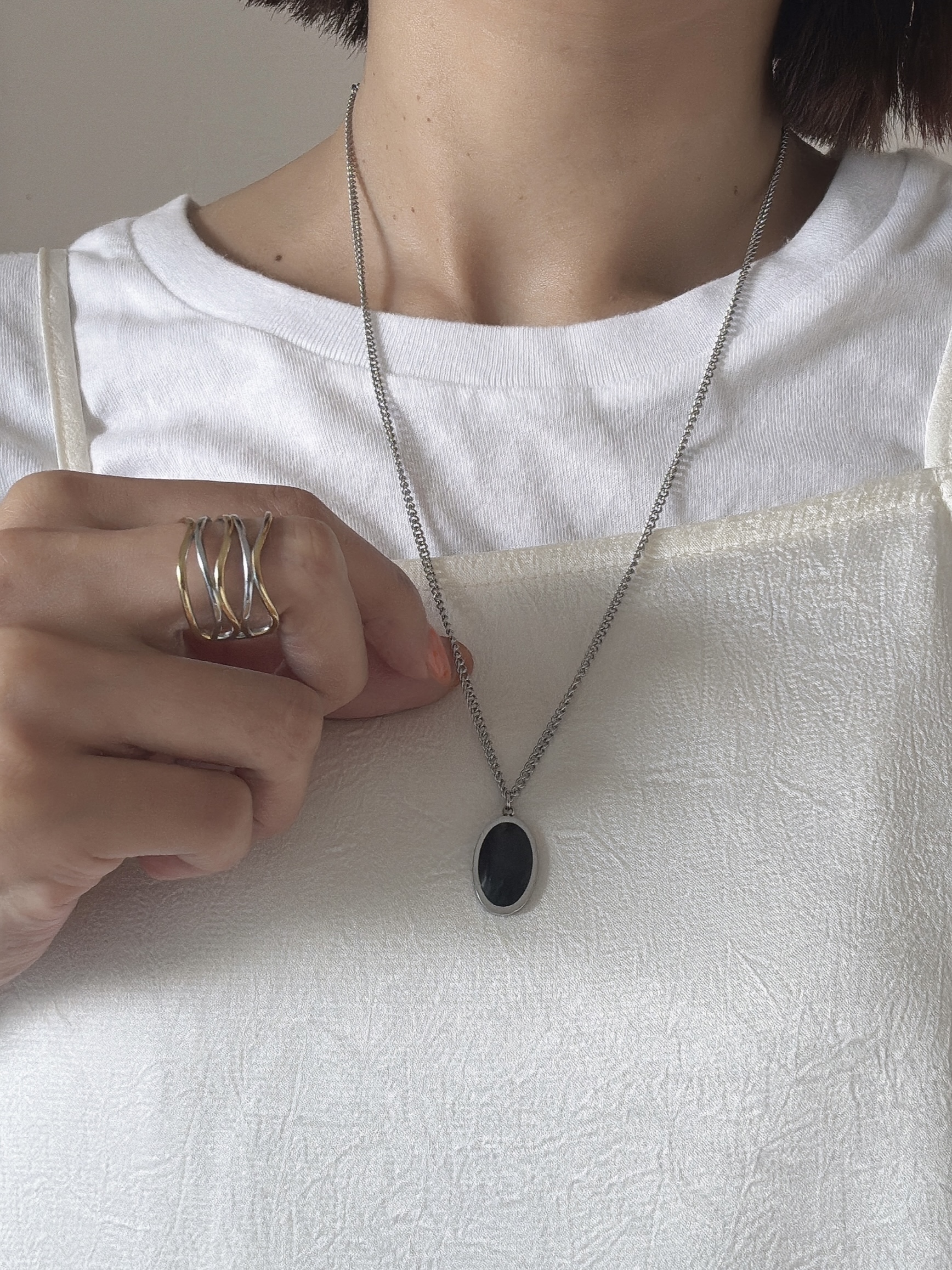 MSA black stone necklace